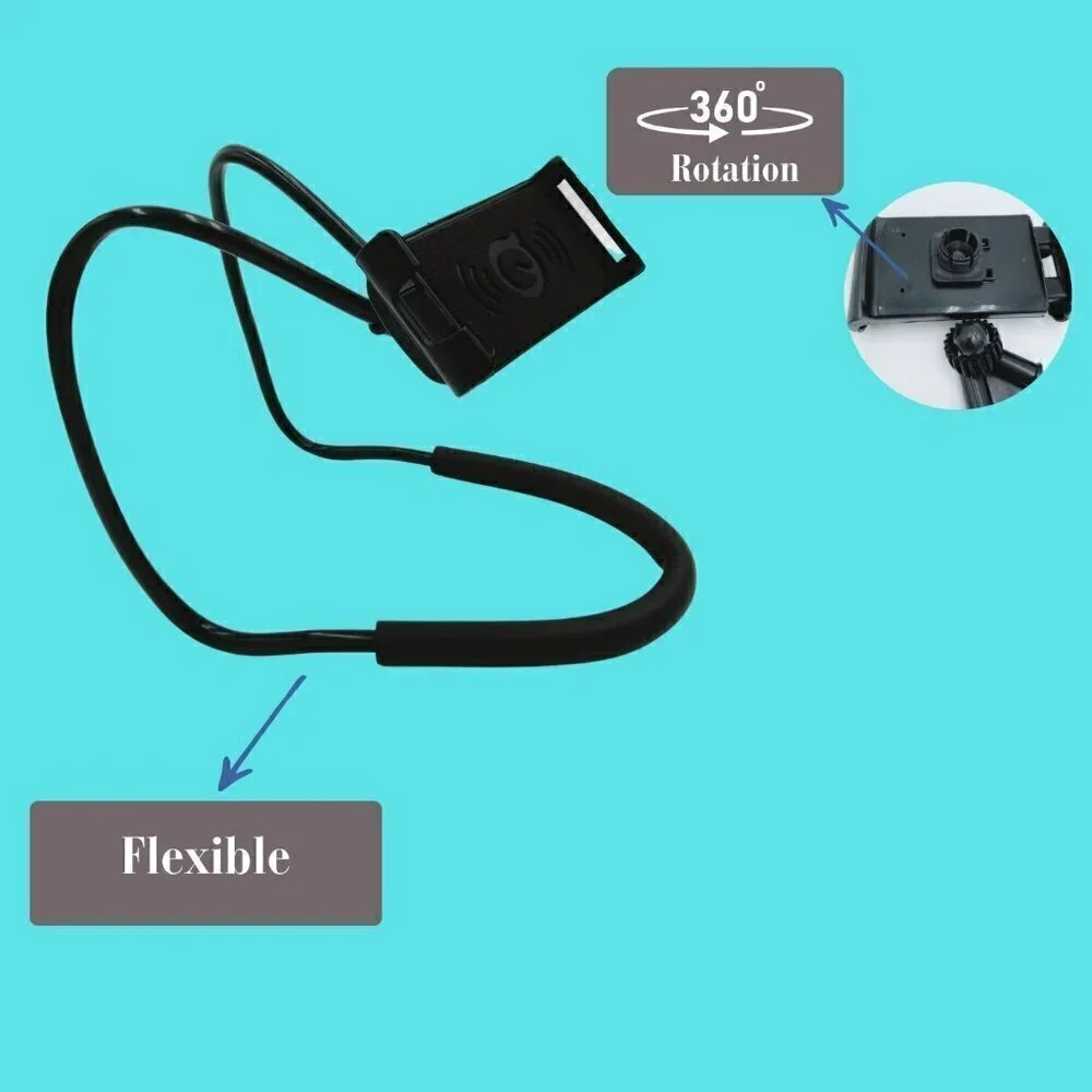 Universal Cell Phone Neck Phone Holder, Hands-Free Flexible Durable, Black